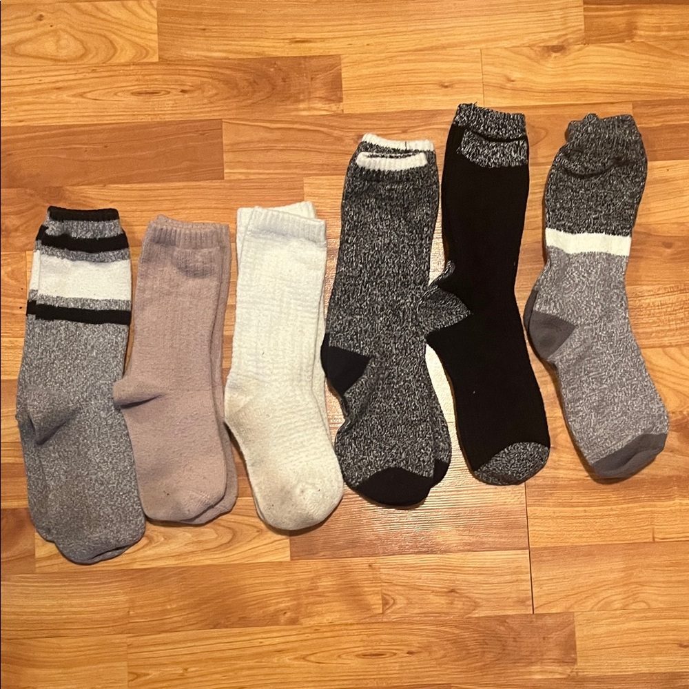Lucky Brand Women's Mixed Casual Crew Socks - Gray, Black, Cream, Tan